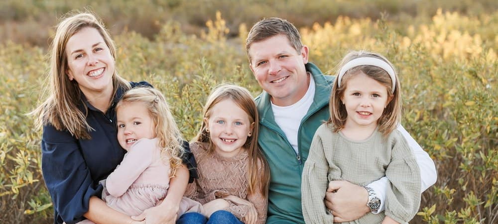 John Edwards with his wife Brittany and daughters Amelia, Sloan, and Nora